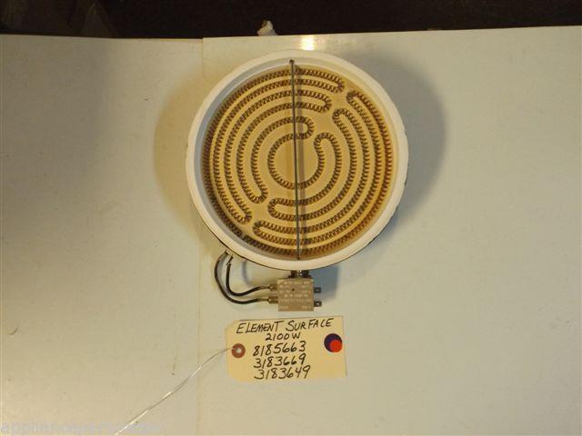 Whirlpool STOVE 8185663 3183669 3183649 Element, Surface 2100W used part Whirlpool STOVE 8185663 3183669 3183649 Element, Surface 2100W used part